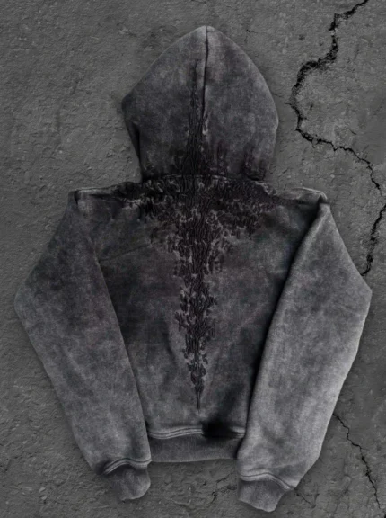 Pholoh Embroidered Hoodie Black D